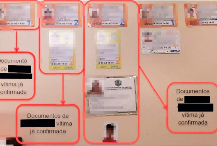 Os policiais também encontraram na casa diversas carteirinhas escolares e fotos de crianças