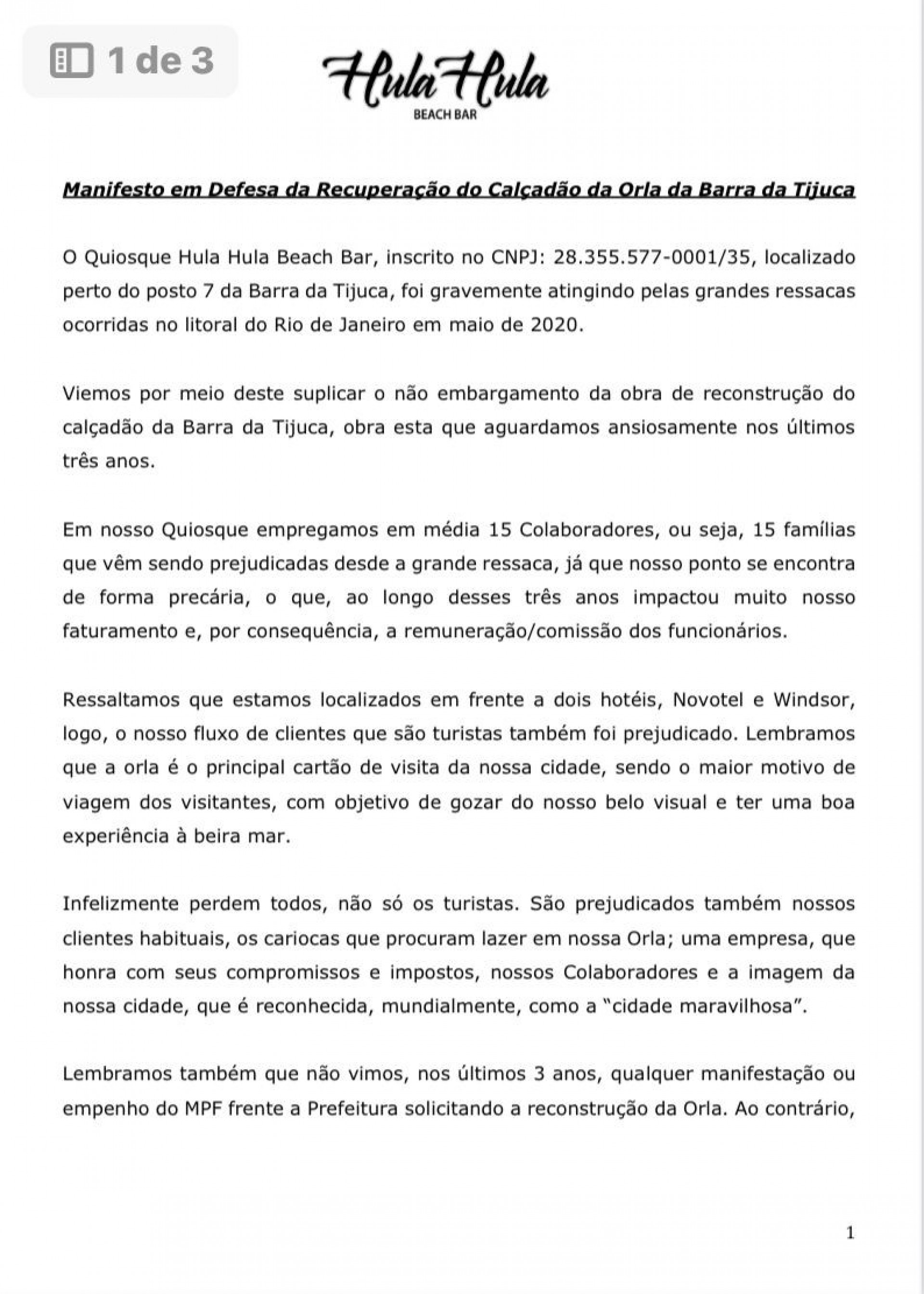 Quiosque Hula Hula se encontra de forma precária, o que impactou muito faturamento - Manifesto Hula Hula