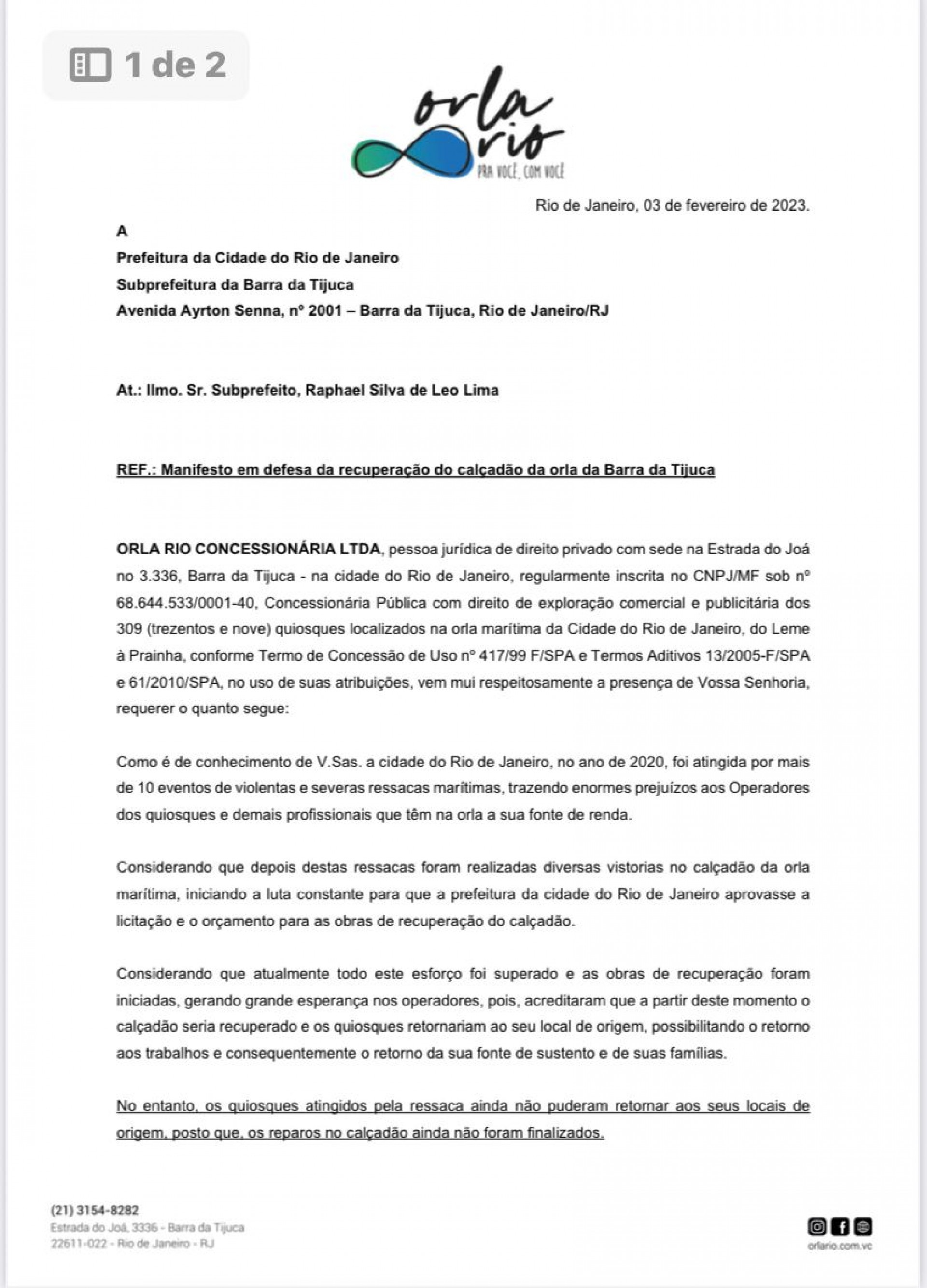 A Orla Rio considera as praias do Rio de Janeiro são emblemáticas, sendo essencial que se encontre em perfeitas condições - Manifesto Orla Rio