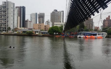 Vídeo: ponte que liga estados de RS e SC cede com cerca de 100 pessoas