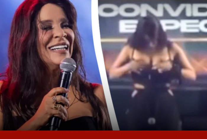 Silv&acirc;nia Aquino, do Calcinha Preta, exibe seios em show na Bahia