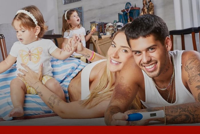 Influenciadora Virgínia Fonseca ao lado do marido, o cantor Zé Felipe, e das duas filhas, Maria Alice e Maria Flor