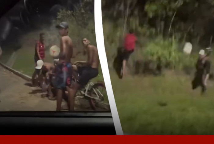 Motorista da susto em jovens em esquina de comunidade no Rio