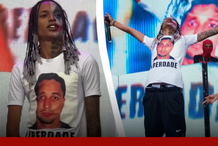Oruam usa camisa pedindo 'liberdade' do pai durante Lollapalooza 