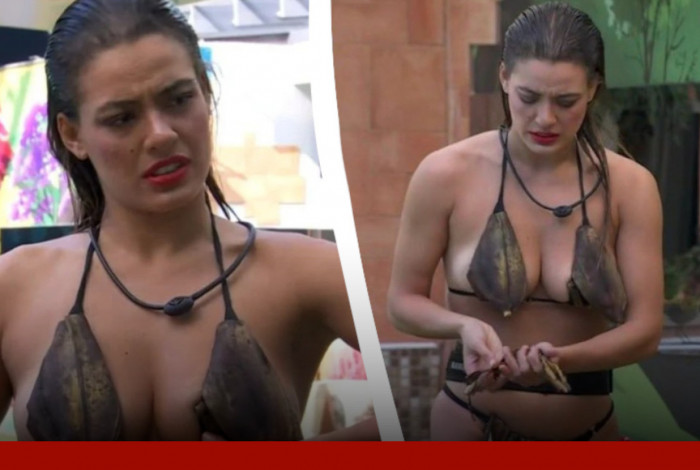 Beatriz Reis customiza biquini com cascas de banana no BBB24
