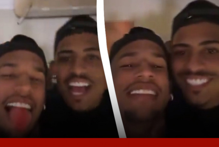 Jonh Kennedy, atacante do Fluminense, em festa ao lado do companheiro de clube Edinho