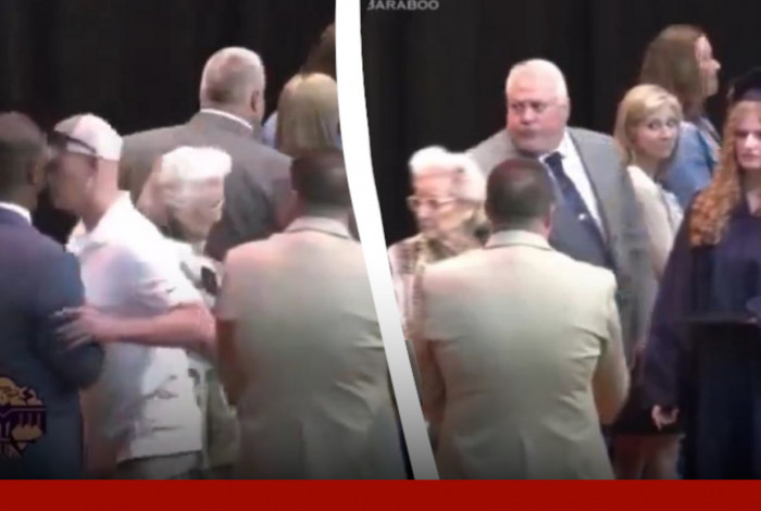 Homem sobe em palco para impedir que sua filha cumprimente liderança negra durante formatura