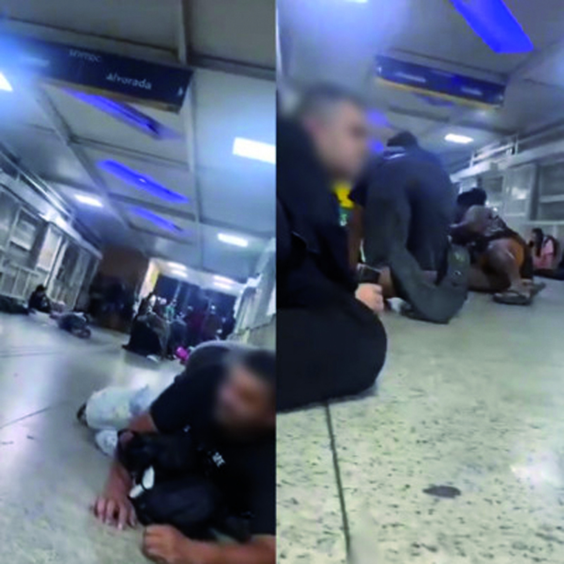 Vídeo mostra passageiros do BRT abaixados pra se proteger de tiros na estação do Mercadão de Madureira