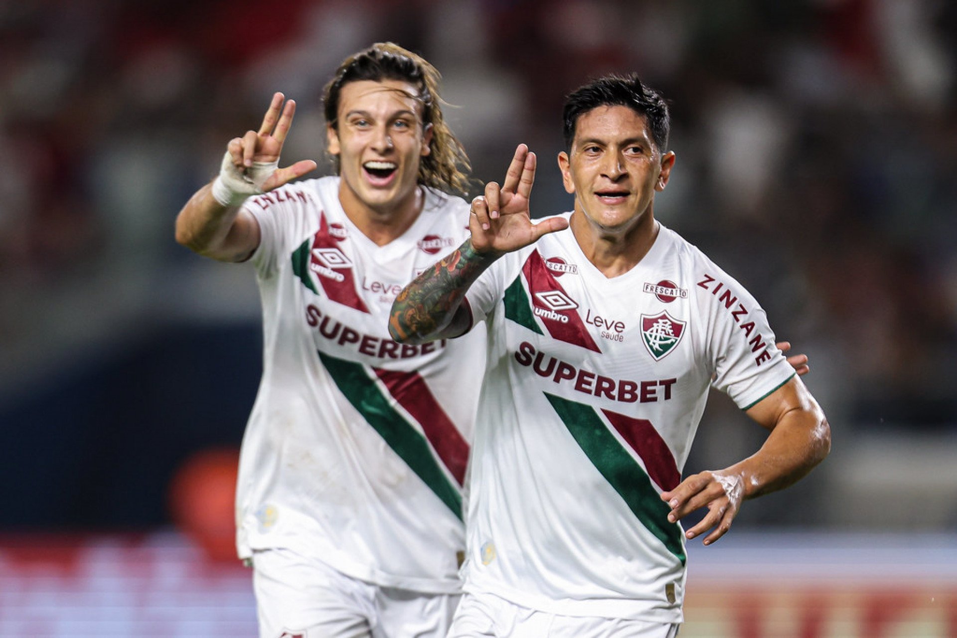 Comemora&ccedil;&atilde;o de Canobbio e Cano em vit&oacute;ria do Fluminense  - Marcelo Gon&ccedil;alves/Fluminense FC