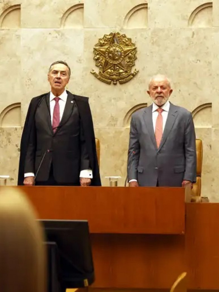 Presidente do Senado Federal Davi Alcolumbre, presidente do STF Roberto Barroso, presidente da república Luiz Inácio Lula da Silva e o presidente da Câmara dos Deputados Hugo Mota 