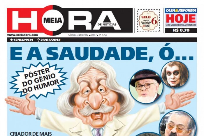 Morte do g&ecirc;nio Chico Anysio foi retratada pelo MEIA HORA em 2012