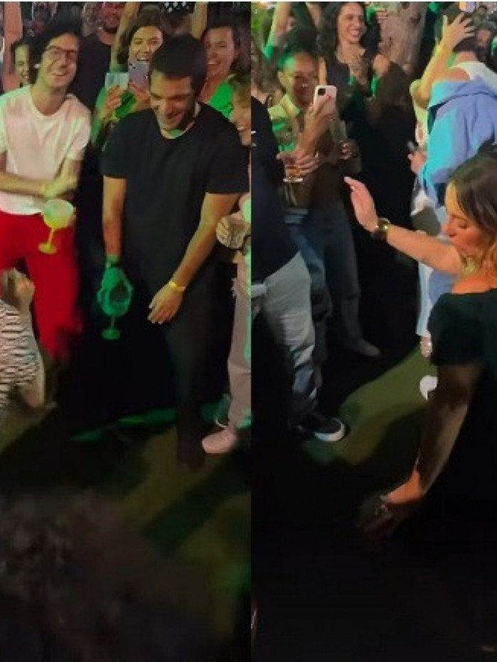 Debora Bloch e Paolla Oliveira se esbaldam em festa