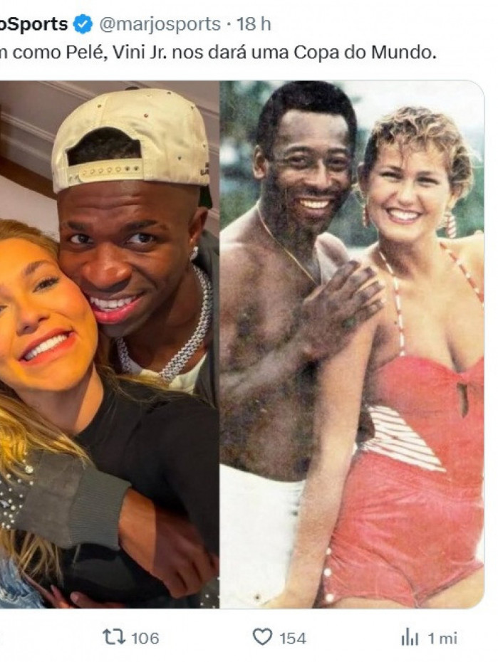 Meme com a foto postada por Virginia e Vini Jr.