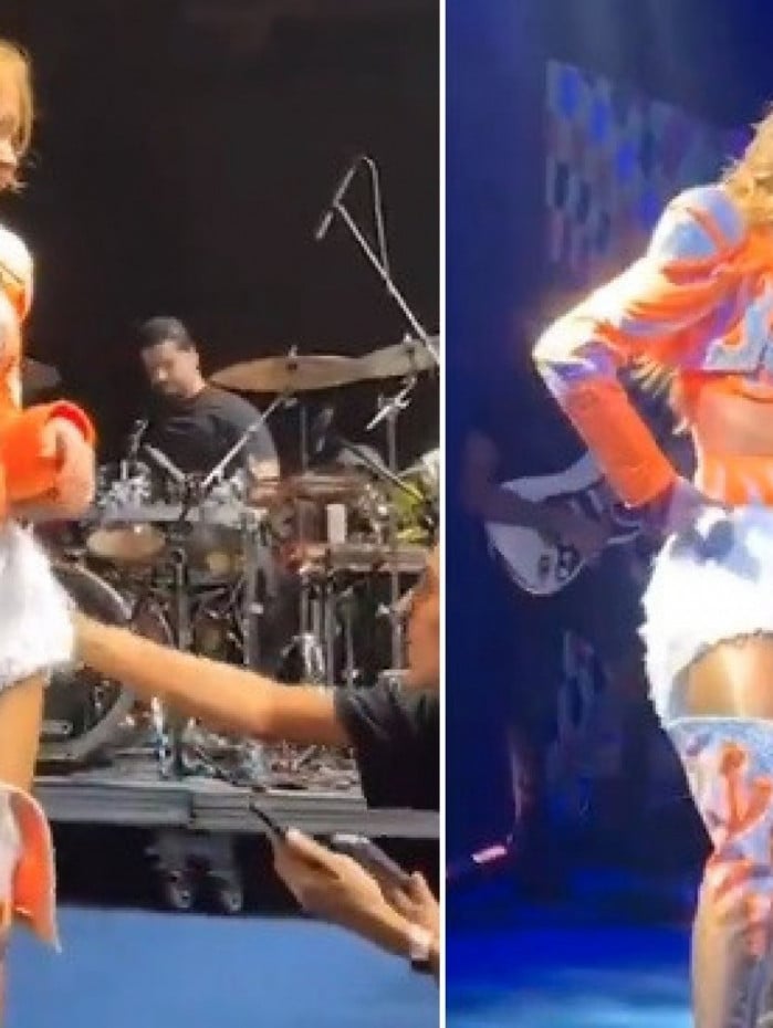 Fã toca em bumbum de Joelma e cantora se aborrece