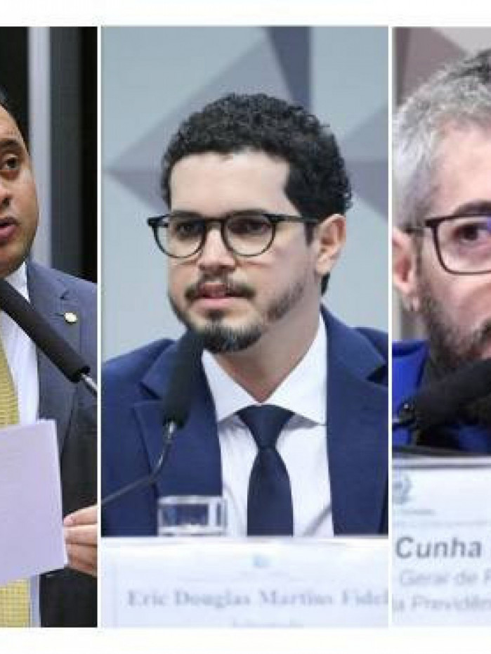 Senador Weverton Rocha, o advogado &Eacute;ric Fidelis, filho do ex-diretor do INSS e o secret&aacute;rio Previd&ecirc;ncia, Adroaldo Portal