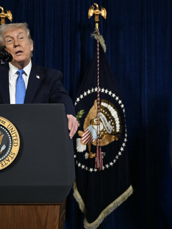 O presidente dos Estados Unidos, Donald Trump, em entrevista coletiva sobre a Venezuela