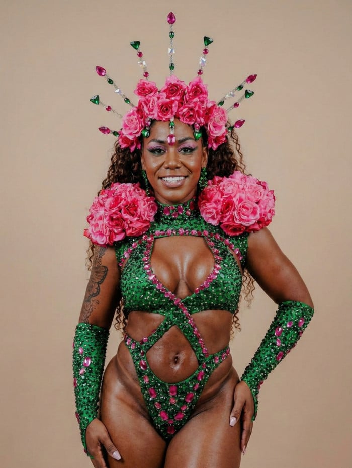 Cintia Barboza, nascida e criada na Zona Oeste, est&aacute; pronta para brilhar na Sapuca&iacute; como musa, defendendo as cores da Unidos de Bangu