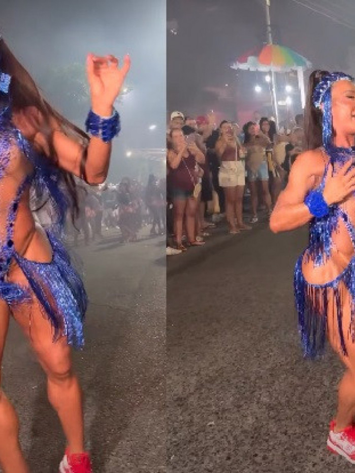 Gracyanne Barbosa durante ensaio da Uni&atilde;o da Ilha