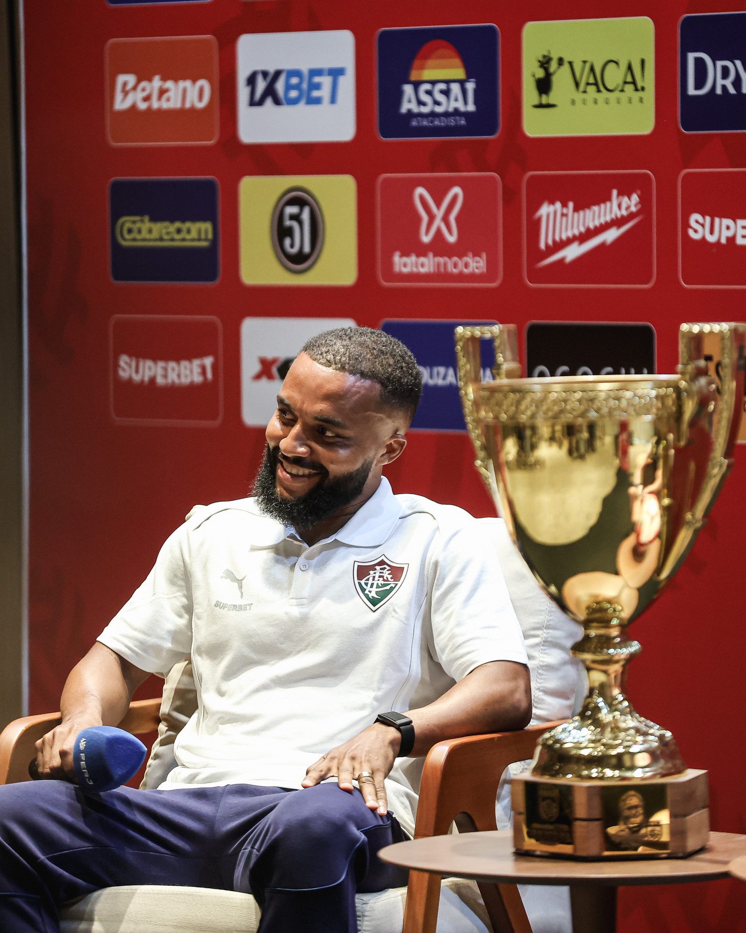Samuel Xavier participou da coletiva da final do Campeonato Carioca, realizada ontem