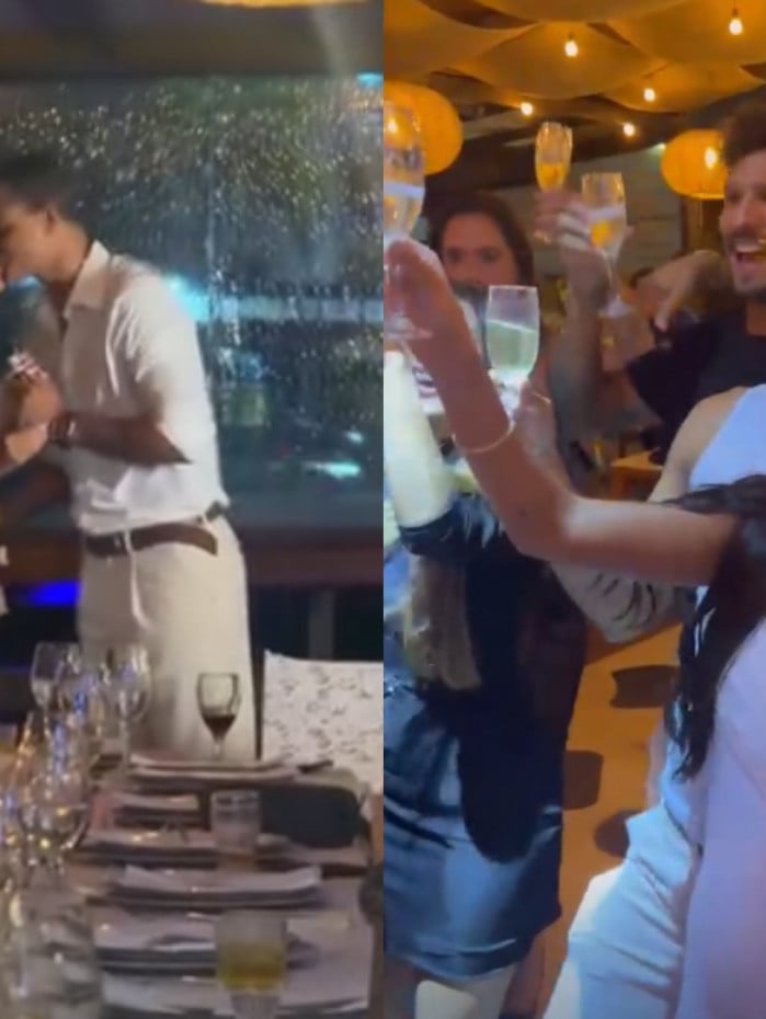 Mell Muzzillo e Marcello Melo Jr. re&uacute;nem amigos para celebrar noivado