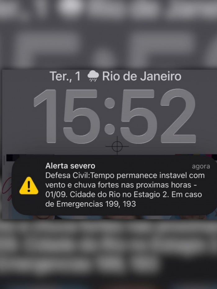 Defesa Civil emitiu alerta severo para chuvas no Rio