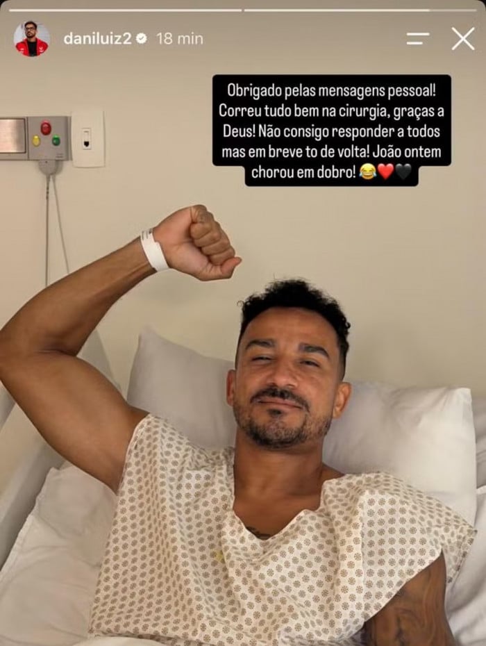 Danilo faz publica&ccedil;&atilde;o no Instagram ap&oacute;s cirurgia 