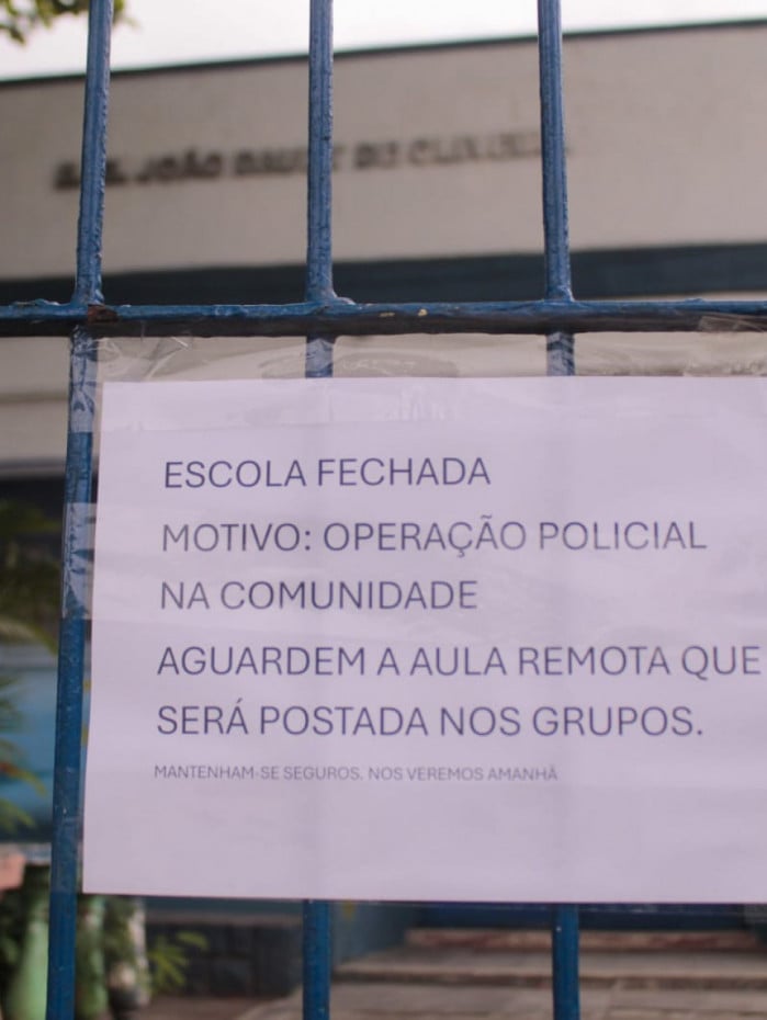 Escola Municipal Jo&atilde;o Daudt de Oliveira suspendeu as aulas presenciais devido &agrave; opera&ccedil;&atilde;o na Vila Kennedy