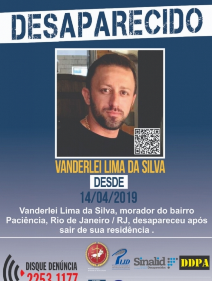 Motorista de aplicativo Vanderlei Lima da Silva desapareceu no Ãºltimo domingo apÃ³s sair de casa em PaciÃªncia, na Zona Oeste