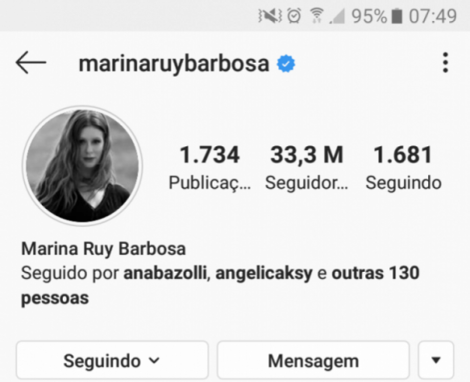 Perfil de Marina Ruy Barbosa no Instagram &eacute; hackeado