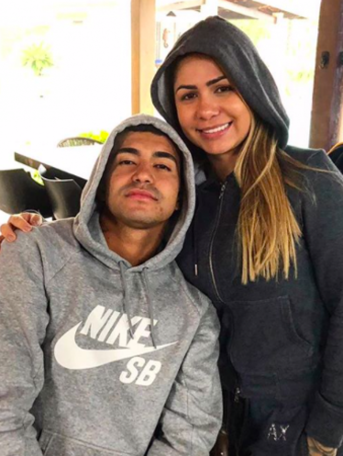 Dudu, do Palmeiras, ao lado de sua esposa Mallu Ohanna
