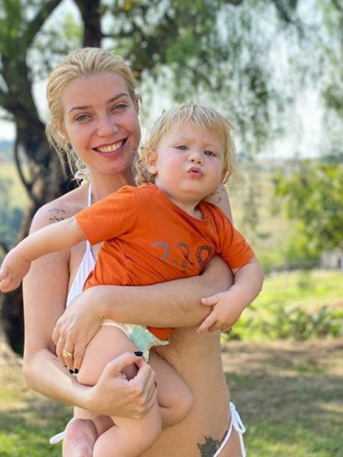 Luiza Possi e o filho Lucca