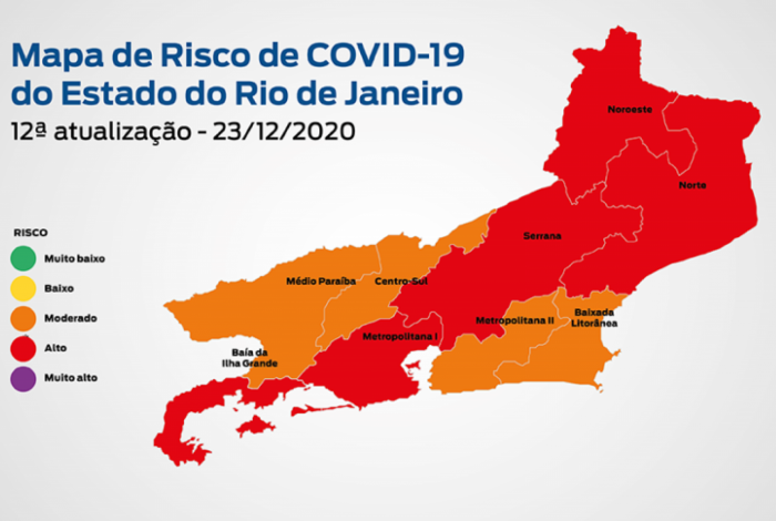 Mapa de risco da covid-19 do estado do Rio